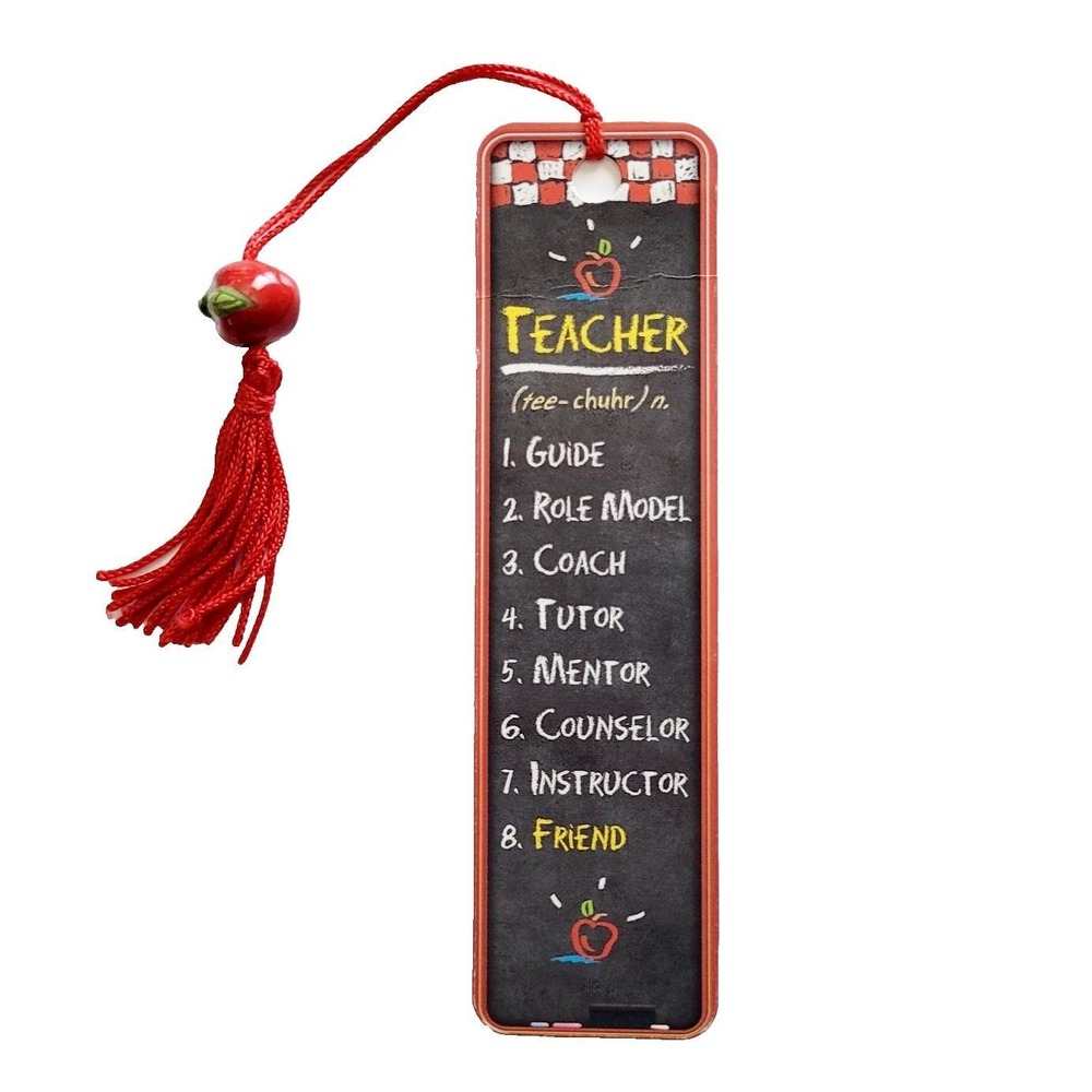 Vintage 90s Teacher Bookmark Apple Beaded Chalkboard, Y2K / 1999, Antioch W01655